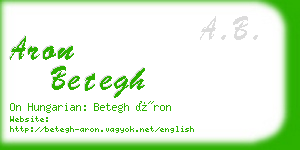 aron betegh business card